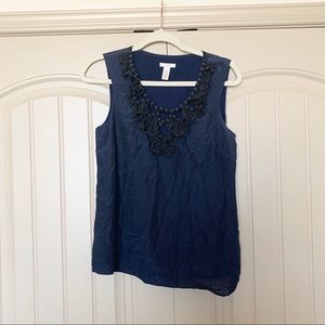 🌸 3 for $30 🌸 J.Crew Navy Blue and Black Embellished Tank Top